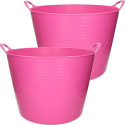 Flexibele kuip - 2x - 40 liter - roze - kunststof - D45 cm - emmer - wasmand - Wasmanden