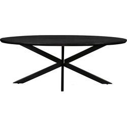 Livingfurn - Eetkamertafel Jesper Oval Black - 240x110x76 cm - Mangohout