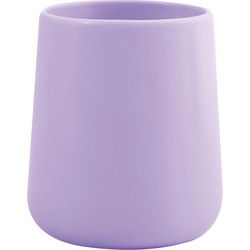 MSV Badkamer drinkbeker Malmo - Keramiek - lila paars - 8 x 10 cm - Tandenborstelhouders
