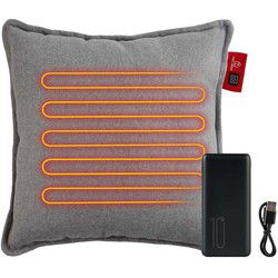 Feel Home - Verwarmend Kussen - Effen Grijs 45x45cm - met 10000mAh Power bank