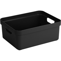Zwarte opbergboxen/opbergmanden 24 liter kunststof - Opbergbox