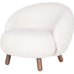 Mona fauteuil teddystof wit - met walnoot kleur poten