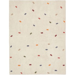 Kave Home - Epifania tapijt, 100% wit katoen met meerkleurige punten, 150 x 200 cm
