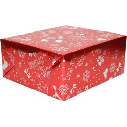 4x Rollen Kerst inpakpapier/cadeaupapier rood metallic Merry Christmas 2,5 x 0,7 meter - Cadeaupapier