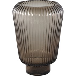 PTMD Joyca Brown glass vase ribbed round L