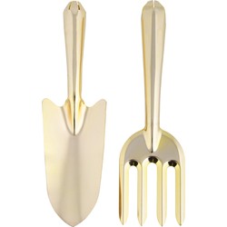 Gouden tuinschep/plantenschep en handhark metaal 27 cm - Tuingereedschap