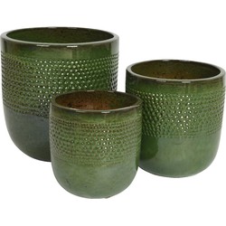 Collin Planter set van 3 Terracotta Cilinder Groen - KSD