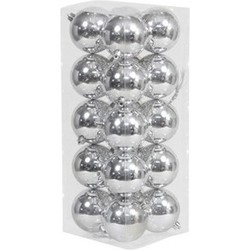 20x Kunststof kerstballen glanzend zilver 8 cm kerstboom versiering/decoratie - Kerstbal