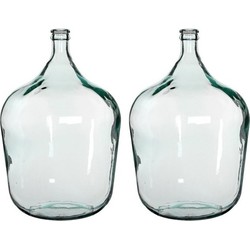 2x stuks fles vazen Diego 40 x 56 cm transparant gerecycled glas - Vazen