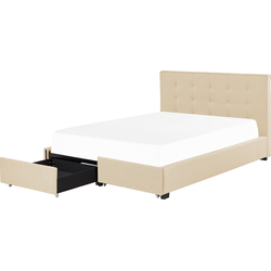 Beliani ROCHELLE - Tweepersoonsbed-Beige-Polyester