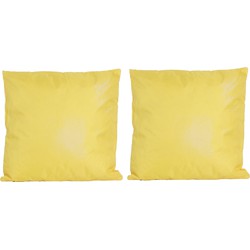 2x Bank/sier kussens voor binnen en buiten in de kleur geel 45 x 45 cm - Sierkussens