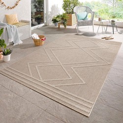 Tenedo Indoor & Outdoor Beige vloerkleed - Geruit