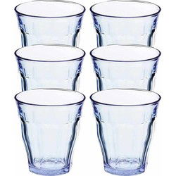 Duralex Drinkglazen/waterglazen Picardi - 6x stuks - blauw - 310 ml - Drinkglazen