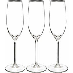 Champagneglazen set Lina - doosje 12x stuks - chique transparant glas - 21 CL - D4.5 x H23 cm - Champagneglazen
