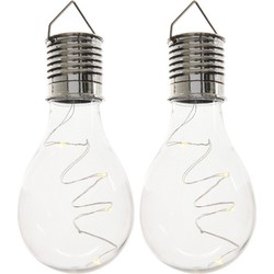 Lumineo solar hanglamp bol/peertje - 2x - transparant - kunststof - 14 cm - Buitenverlichting
