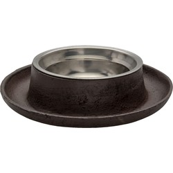 Clayre & Eef Voerbak Hond   Ø 22x5 cm Bruin Ijzer Rond Voerbak Kat