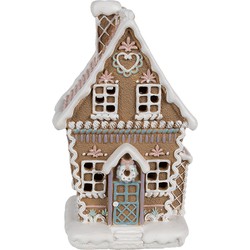 Clayre & Eef Gingerbread house met LED 13x10x21 cm Bruin Kunststof Peperkoekhuisje