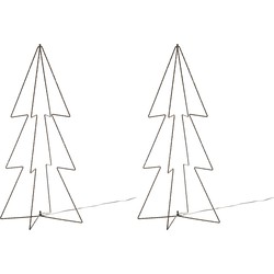 2x stuks kerstverlichting 3D kerstbomen met 90 lampjes 91 cm - kerstverlichting figuur