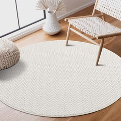 Rond Laagpolig vloerkleed - Junius Modern Effen Motief Wit - 160 X 160 CM