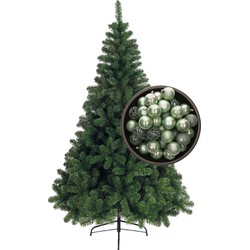 Bellatio Decorations kunst kerstboom 240 cm met kerstballen mintgroen - Kunstkerstboom