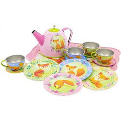 Simply for Kids Tinnen Theeservice Vos in Koffer 15-delig