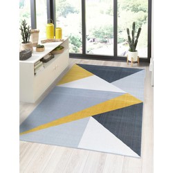 SARANDE MODERN GRIJS / GEEL VLOERKLEED GEO