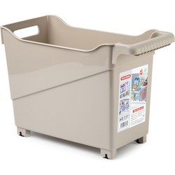 Plasticforte opberg Trolley Container - beige - op wieltjes - L38 x B18 x H26 cm - kunststof - Opberg trolley