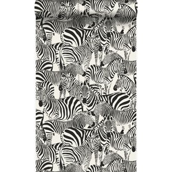 Origin Wallcoverings behang zebra's zwart en wit - 53 cm x 10,05 m - 347453