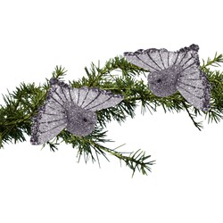 2x stuks kunststof decoratie kolibrie vogels op clip zilver 9,5 cm - Kersthangers