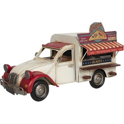 Clayre & Eef Decoratie Miniatuur Auto 32x15x19 cm Beige Rood Metaal Miniatuur Auto