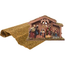 Complete kerststal inclusief 8 beelden en ondergrond 30 cm - Kerststallen