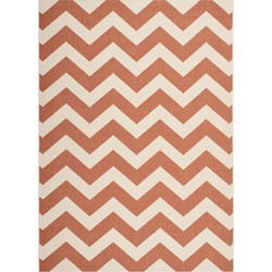 Safavieh Chevron Indoor/Outdoor Woven Area Rug, Courtyard Collection, CY6244, in Terracotta & Beige, 201 X 290 cm