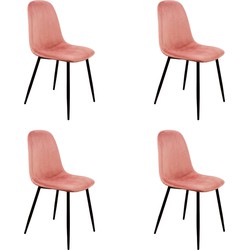 PoleWolf - Blossom chair - Velvet - Pink - Promotion - Set of 4