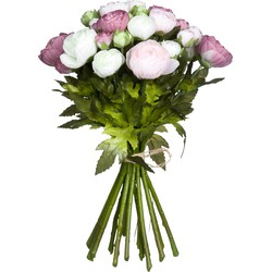 Mica Decorations Ranonkels Kunstbloemen Boeket - H35 x Ø26 cm - Roze