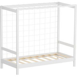 Kinderbed Voetbaldoel 70x140 cm Wit Eenpersoonsbed voor kinderen Houten bed met lattenbodem & doelnet ML design