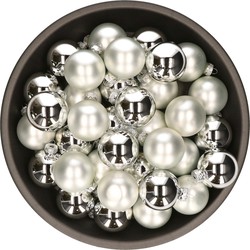 Kerstballen set van glas 36x stuks zilver 6 cm mat en glans - Kerstbal