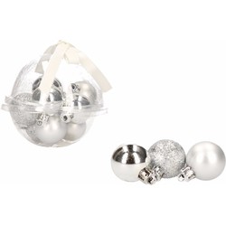12x-delige mini kerstballenset zilver 3 cm - Kerstbal