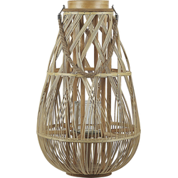 Beliani TONGA - windlichtzuilen-Lichte houtkleur-Bamboehout