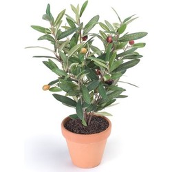 Groen kunstplant olijf boompje plant in pot 35 cm - Kunstplanten