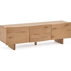 Kave Home - Rasha 4-deurs TV-meubel in eikenfineer met natuurlijke afwerking, 160 x 45 cm