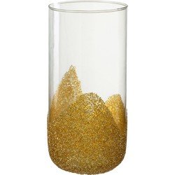 J-line - Kaarshouder Strass Glas Transparant/goud Large - 13x13x28cm