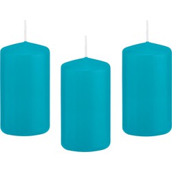 8x Kaarsen turquoise blauw 5 x 10 cm 23 branduren sfeerkaarsen - Stompkaarsen