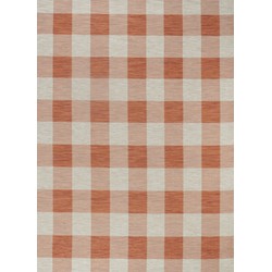 Buitenkleed met Ruiten - Balkon, Terras, Keuken - Modern Boho Tapijt BIDDI - Oranje/Beige - 160x213 cm