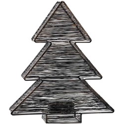 PTMD Bibi Kerstboom Windlicht Kerstmis - 30 x 9 x 35cm - Ijzer - Zwart