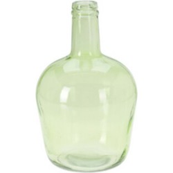 H&S Collection Fles Bloemenvaas San Remo - Gerecycled glas - groen transparant - D19 x H30 cm - Vazen