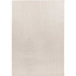 Viva Indoor & Outdoor - Laagpolig Japandi Buitenkleed - Effen - Vloerkleed Creme- 200x290 CM