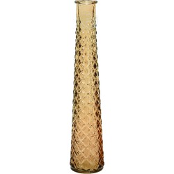 Vaas/bloemenvaas van gerecycled glas - D7 x H32 cm - transparant terra bruin - Vazen
