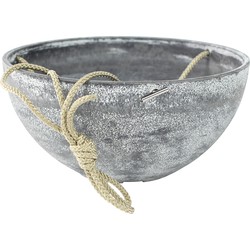 Hangende bloempot/plantenpot schaal van gerecycled kunststof betongrijs D25 en H12 cm - Plantenpotten