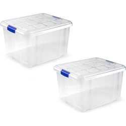 3x Opbergbakken/organizers met deksel 25 liter 42 cm transparant - Opbergbox