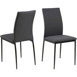 Eetkamerstoel - Grijs - Stof - Zithoogte 48,5cm - Grondal - Set van 4